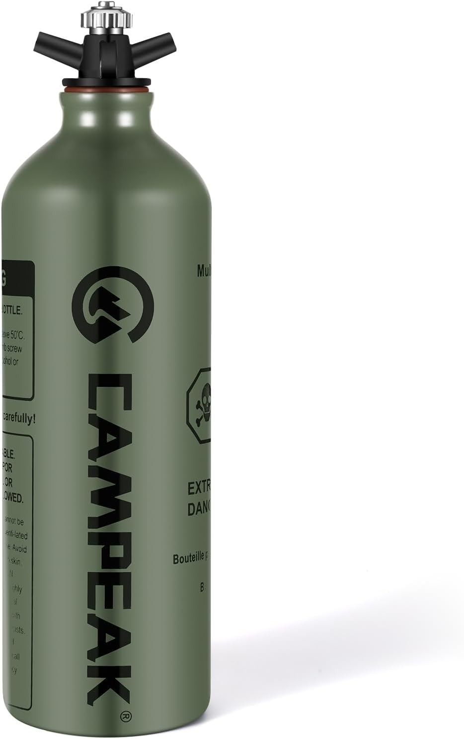 Fuel Bottle 1L for Camping Outdoor with Safety Valve,army green