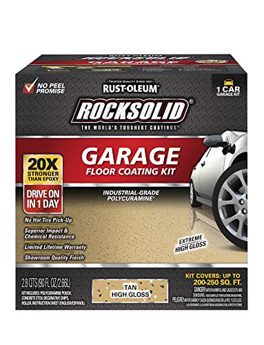 Image of Rust-Oleum 60007 RockSolid Polycuramine Garage Floor Coating, 1 Car Kit, High Gloss Tan