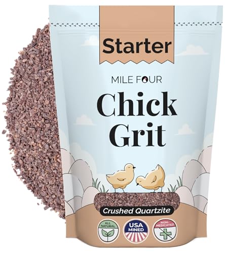 Mile Four Chick Grit for Baby Chicks - Chickens Age 0-8 Weeks 100% Natural Mineral Chick Grit Quartzite Poultry Grit Digestive Aid USA Mined 4 lbs
