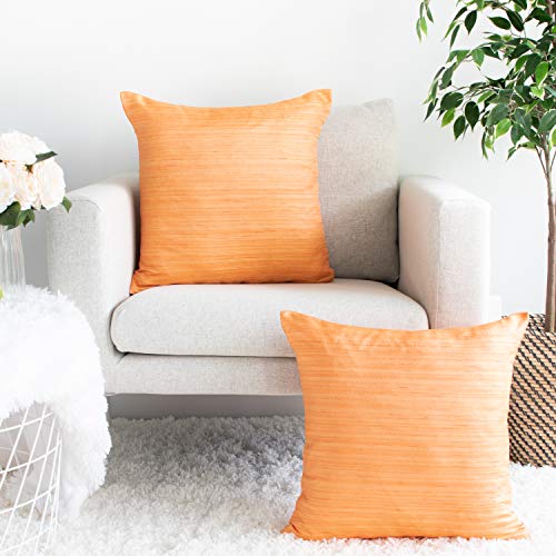 Image of The White Petals Orange Cushion Covers - Luxurious, Elegant & Decorative (20x20 inch, Pack of 2)