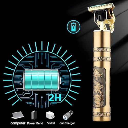 Image of GLAKER Hair Clippers for Men - Cordless 3 in 1 Versatile Hair Trimmer with Extra Long Guards, Detachable Blade & Storage Bag, Complete Mens Grooming Kits, Ideal Gifts for Men (GOLD DREGUN METAL)