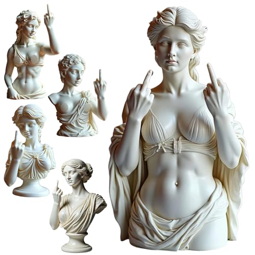 Statue amusante de Vénus doigt d'honneur – Figurine en résine Aphrodite de la déesse grecque audacieuse, sculpture de buste de Vénus de style romain avec...