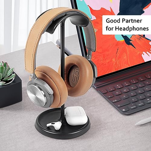 QinCoon Headphone Stand, Curved Headset Stand with Storage Tray, Heavy Base Gaming Headset Holder for AirPods Max, AirPods Pro, Beats, Bose, Sennheiser, Sony and More (Black) - Image 8