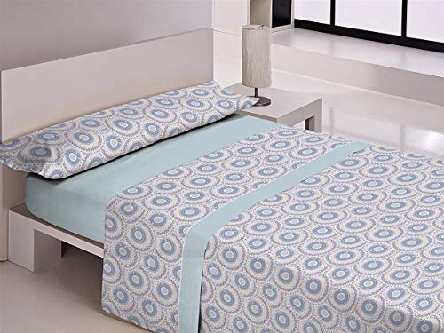 JAVIER LARRAINZAR Sabanas, Polialgodón, Azul C2, Cama 150 Cm