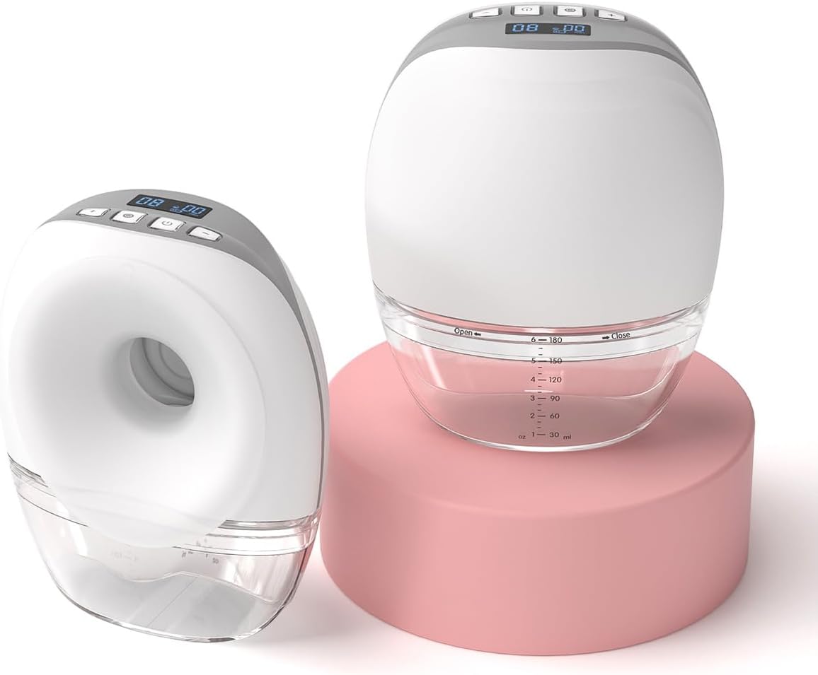 Breast Pump Hands Free, Wearable Electric Portable Silicone Breast Pump, 3 Modes & 8 Levels, Painless & Leak-Proof Design, 19mm~27mm Flange Inserts