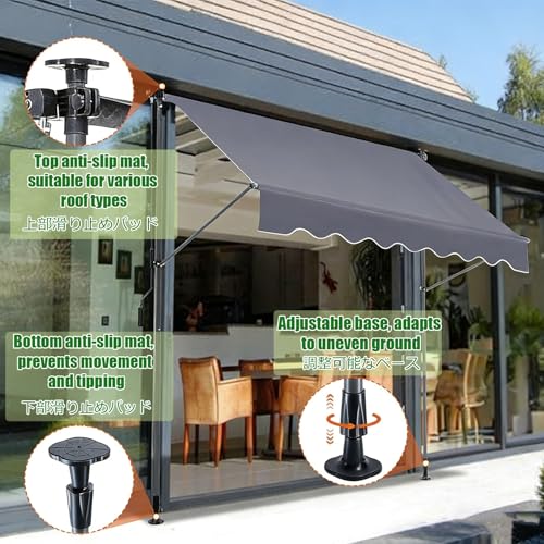 Toldo manual retráctil ajustable con protección UV para sombra en terraza, jardín y balcón 4