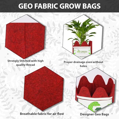 Image of Geo Fabric Grow Bags for Plants 4X5 Inch (Pack of 2) | 400 GSM Heavy Duty UV-Protected Round Maroon Colour Plant Bags for Terrace and Vegetable Gardening | Strong & Reusable|