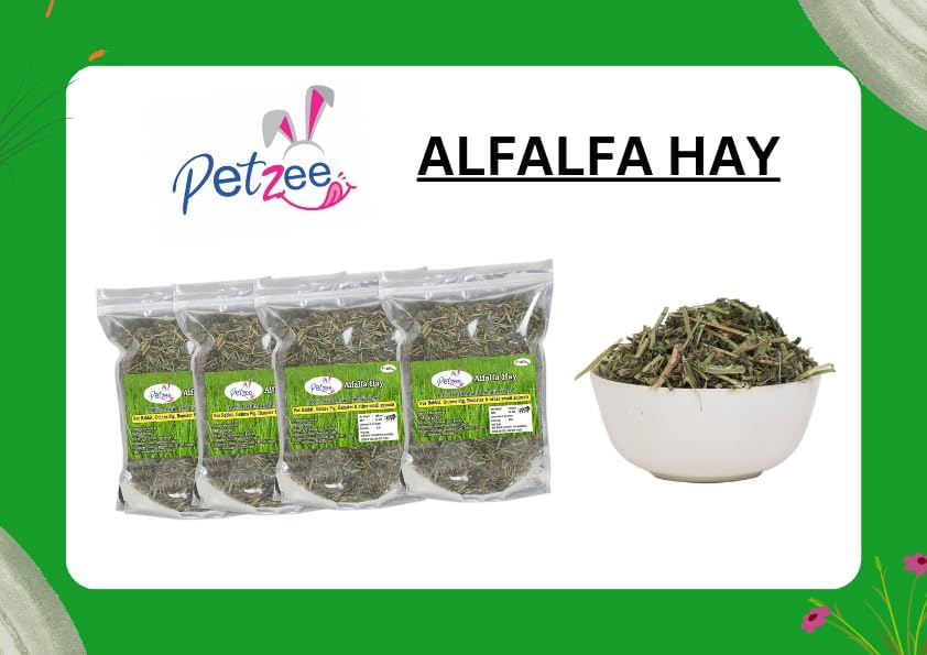 Image of Alfalfa Hay, Food for Rabbits, Guinea Pig, Hamsters and Other Small Animals (400 GMS)- Pack of 4