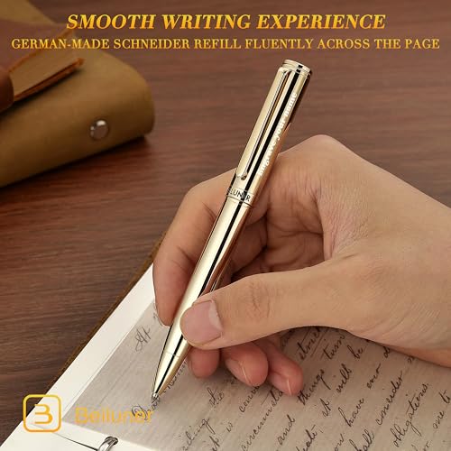 Image of BEILUNER Personalized Gold Gel Pen, Stunning Luxury Pens with 24K Gold Finish, Black Ink Refill, Executive Gift Set for Family & Friends,Writing,Fancy,Office,Retractable, Graduation,Nice Designer Pens