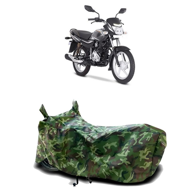 Image of DUFFEL-100% Heat Protection Two Wheeler Bike /Scooty Body Cover for Bajaj Platina 100 Water Resistance /UV-Rays /Birds Dropping /Scratchproof /Dust Proof /Waterproof[Green Jungle Print]