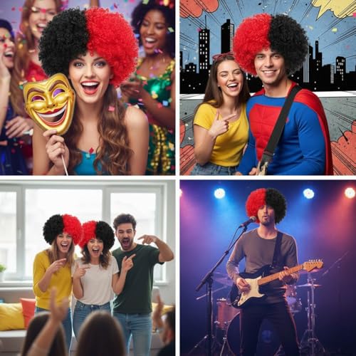 Perruque Afro Bouclée Courte Synthétique Bicolore pour Cosplay