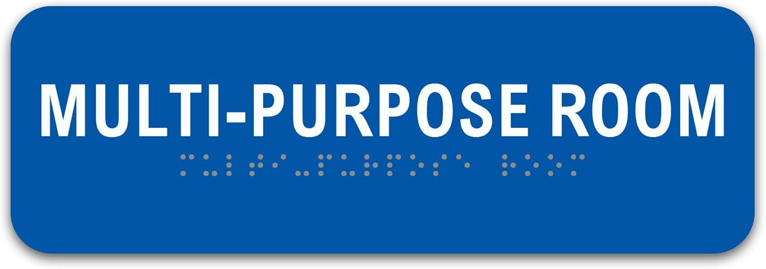 Brimar – 9 × 3″ – Multi-Purpose Room Sign with Braille – .0625″ Engraved Rigid Non-Glare Plastic with Grade 2 Braille – Ada Compliant – Clear Messaging Brimar – 9 × 3″ – Multi-Purpose Room Sign with Braille – .0625″ Engraved Rigid Non-Glare Plastic with Grade 2 Braille – Ada Compliant – Clear Messaging