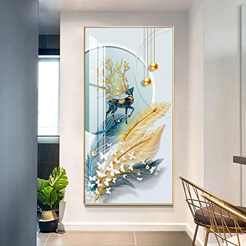 Décor de luxe peinture imprimée de plumes pour une maison chic