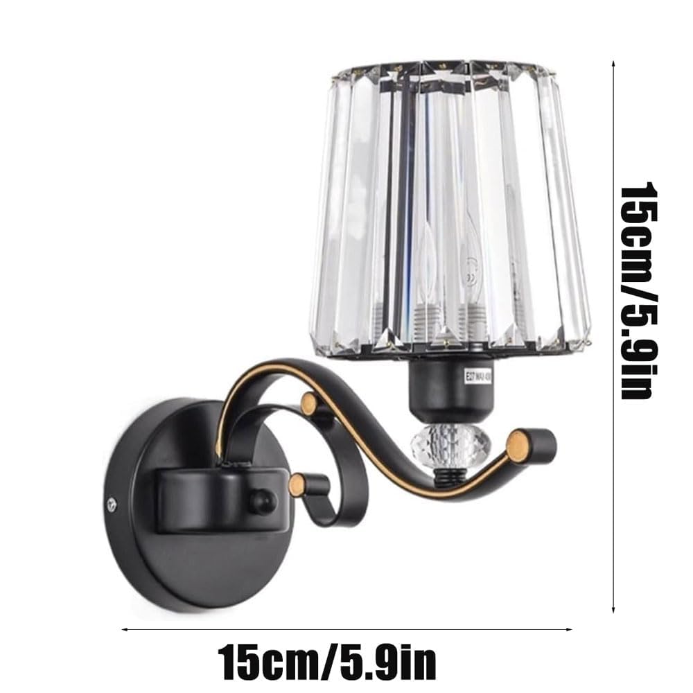 Apliques de Pared de Cristal, Estilo Moderno de Mediados de Siglo, lámpara de Pared Industrial, Cuerpo de Material Negro Antiguo, Luces de Pared de 1 o 2 Luces, decoración de mesita de Noche