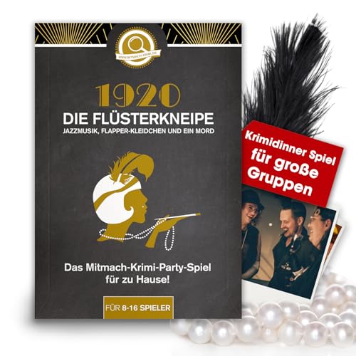 Krimidinner Partyspiel: 1920 Die Flüsterkneipe Jazzmusik Flapper-Kleidchen und EIN Mord (für 8-16 Personen) Gatsby Krimispiel Krimiparty Flapper Kleid Jazz Goldene 20iger