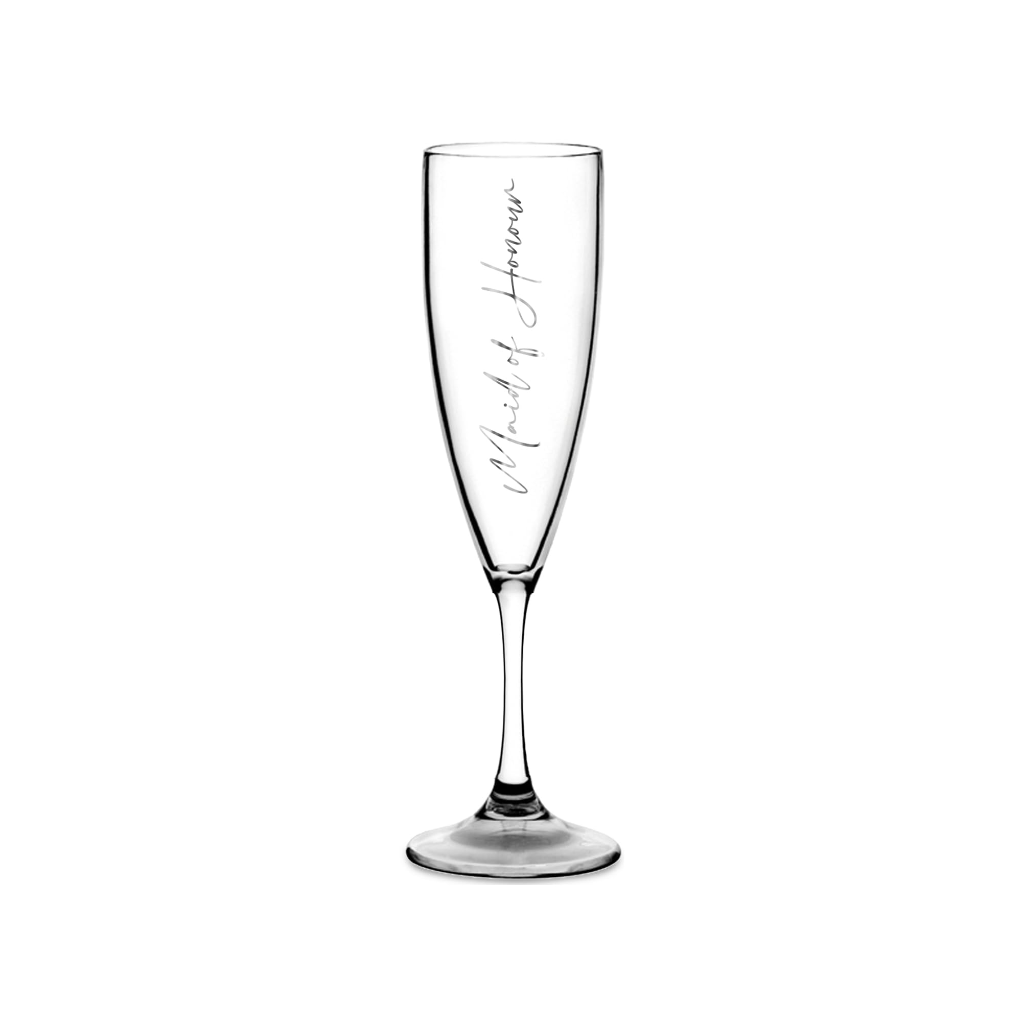 Print Maniacs Champagne Premium Clear Flute Glass Bride Groom Mr Mrs Wedding Maid Honour Wine Cocktail Prosecco Celebrations Gift (Silver, Maid of Honour)