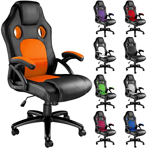 TecTake® Chaise de Bureau Fauteuil de Bureau Fauteuil pivotant Design Chaise Gaming, Siege Ergonomique, Fauteuil avec Accoudoirs, Rembourrage épais, Roulette, Hauteur réglable Teletravail