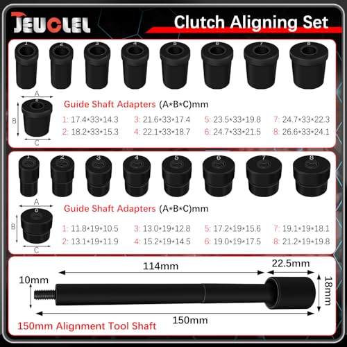 Image of 17PCS Universal Clutch Aligning Kit, Flywheel Pilot Hole Clutch Drive Plate Alignment Tool for Centered Accurate Installation, Pilot Bearing Corrector Set Transmission Repair Accessory