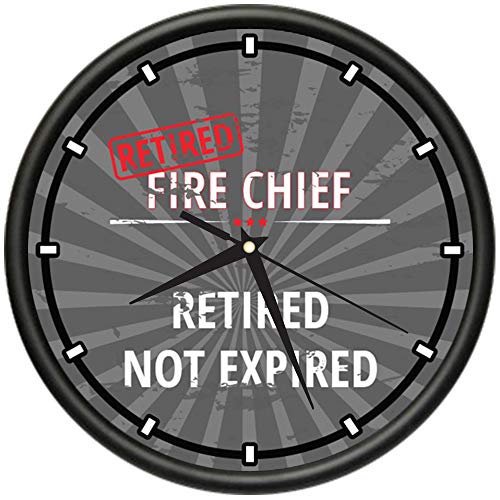 SignMission Retired Fire Chief Design Wall Clock | Precision Quartz Movement | Retired Not Expired Funny Home Décor | Home, Office or Bedroom Decoration Retirement Personalized Gift