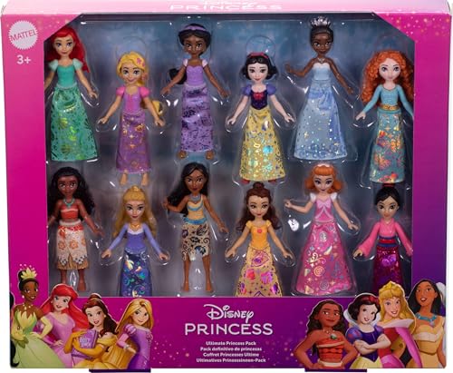 Image of Mattel Disney Princess Toys, Ultimate Princess Pack with 12 Small Posable Dolls in Signature Outfits, Collectibles Inspired by Disney Movies​​ | 12 Posable Dolls in Signature Outfits, Collectibles Inspired by Disney Movies​​ (Amazon Exclusive)
