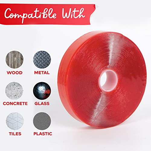 Xfasten Double Sided Acrylic Mounting Tape Removable, Clear, 1-Inch X 450-Inch, Weatherproof Adhesive For Brick, Walls- Indoor And Outdoor Applications #TOP4