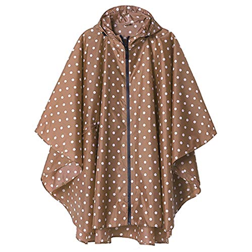 HMJ Raincoat Raincoat Hooded Waterproof Poncho Outdoor Waterproof Cover Coffee Dots
