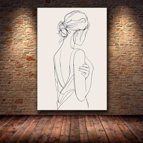 Dessins féminins au trait tableau cadre grand format multicolore - 4