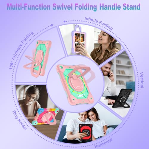 Image of Auizotl Case for iPad 9th /8th /7th Generation 10.2 Inch iPad Case 9th Generation with Screen Protector /Rotate Stand /Pen Holder,Military Grade Shockproof i Pad 9th /8th /7th Gen Cases,Rose Mint