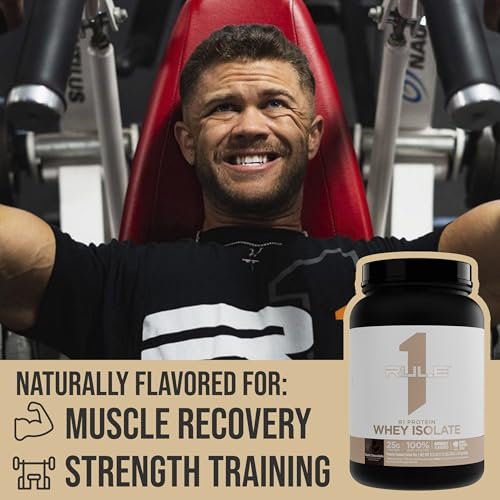 Image of Rule1 Rule 1 Naturally Flavored R1 Protein Whey Isolate - Clean Formula with 25g Protein 6g BCAA Exclusively Isolated Hydrolyzed Sources for Workout Recovery (1.7 Pounds, Dark Chocolate).