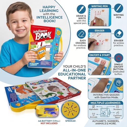 Image of Alphabet Learning Book for Kids - Interactive Talking Sound Book with Music | ABC Letters, Numbers&Shapes Educational Toy | Boys Girls Flash Card Book