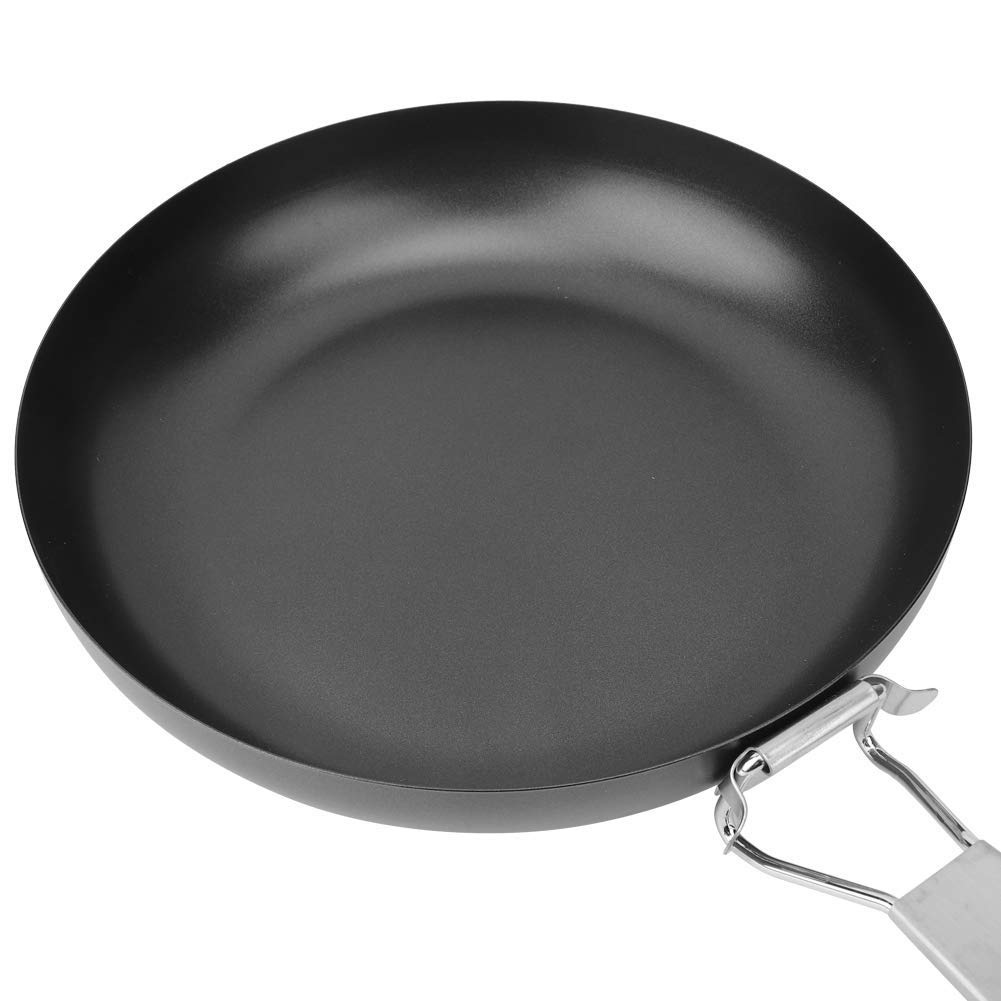 Ejoyous Poêle à Frire de Camping, Pliable, Anti-adhésive, avec poignée Pliable, pour l'intérieur et l'extérieur, la Cuisson, Le Barbecue, Le rôti, Le Pique-Nique, 24 cm