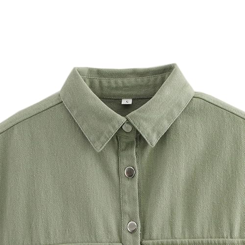 Denim Vest Women Button Down Polo Neck Cropped Loose Sleeveless Shirt Top Jean Jacket Coat with Pockets3