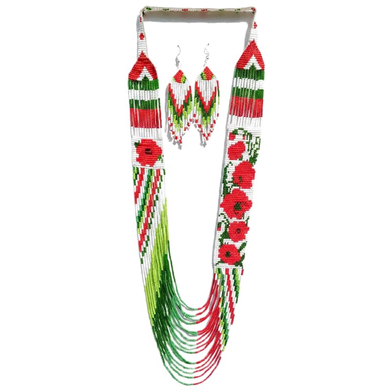 Joyería tradicional con cuentas de semillas collar ucraniano Gerdan multicolor