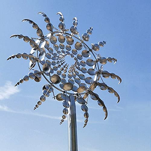 YKARITIANNA Unique Wind Spinner,Magical Metal Windmill,3D Wind Powered Kinetic Sculpture,Windmill Whirly Garden Lawn Decoration,Garden Decor Whirligigs Wind Spinners,Metal Wind Spinner Solar