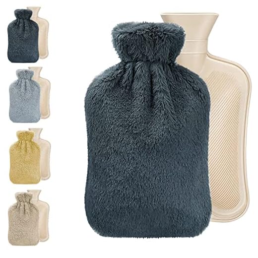 HomeDepo Bolsa de agua caliente con funda, bolsa de agua caliente de 2 L para compresa caliente y fría, calentador de pies y manos, botella de agua de PVC para manos, espalda, cuello, hombros, dolor