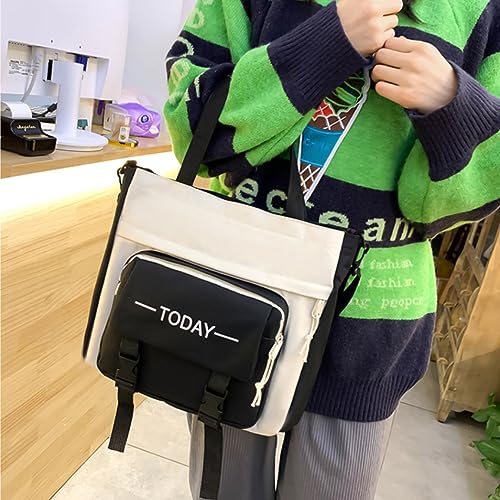 5Pcs Kawaii Backpack Cute Backpack for School Aesthetic Backpack Kawaii School Supplies Backpack Set with Accessories (Black)4