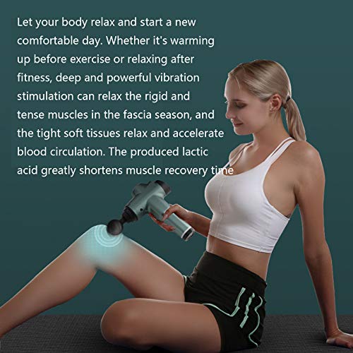 Massageador de tecidos profundos, pistola de massagem muscular de 32 velocidades, 5 cabeças de massa