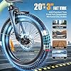 TWOFISH Electric Bike for Adults, Folding Electric Bicycle with 36V 17.8AH Removable Battery, 20"x 3.0" Tire, Disc Brakes, LED Display, Dual Seat, Up to 100km Range, TF-02 (Cyan) #3