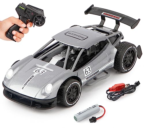 Image of Zest 4 Toyz RC Car Rechargeable Remote Control Racing Car Alloy High Speed Car Toys for Kids Best Gift Vehicle Toys for Boys (Pack of 1) Grey