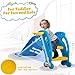 TOBBI Kids Slide for Indoor and Outdoor, Freestanding Slide for Toddler Playground Slipping Slide Climber Toy Playset with Basketball Hoop & Ball, Sky Blue