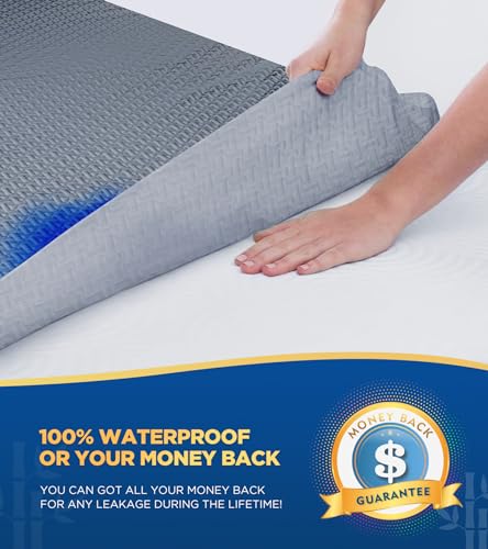 Premium 100% Waterproof King Mattress Protector, Breathable Cooling 3D Air Fabric Mattress Cover, Hypoallergenic Noiseless Bed Cover Vinyl Free, 8-21'' Deep Pocket (Gray)