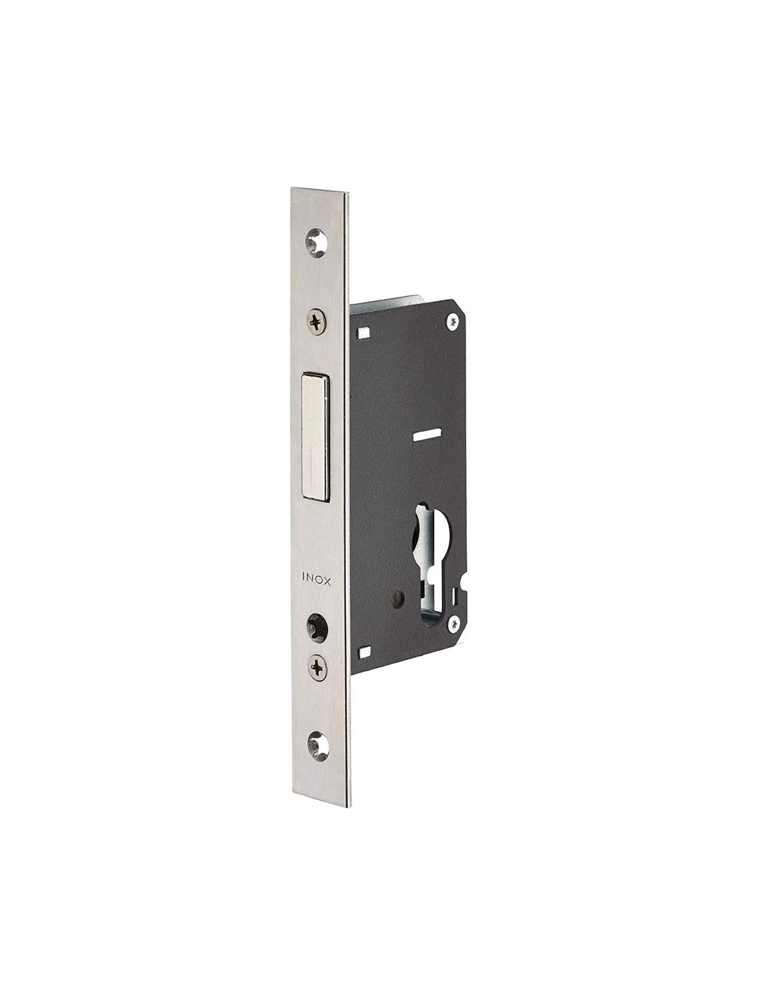 THIRARD - Serratura Infilare a Cilindro per Porta d'Ingresso - Modello Pêne Dormant - Ø 37 mm - Bordi Quadrati - Targhetta Inox - Cassa Acciaio Zincato - Reversibile - Grigio