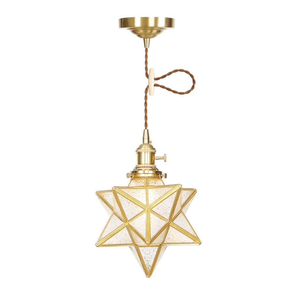 FYZDLAOR Brass+Glass Pendant Light, Modern Pendant Light with Adjustable Height,for Living Room Bedroom Restaurant Cafe Teahouse Bar Dining Room Club（E27）