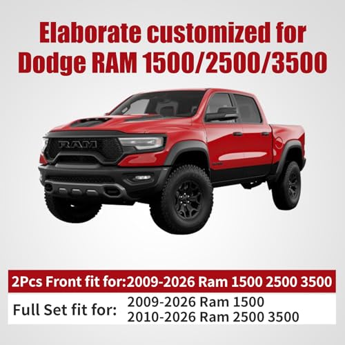 Image of Aierxuan Front Car Seat Covers for Dodge Ram Waterproof Leather (Black-Red)