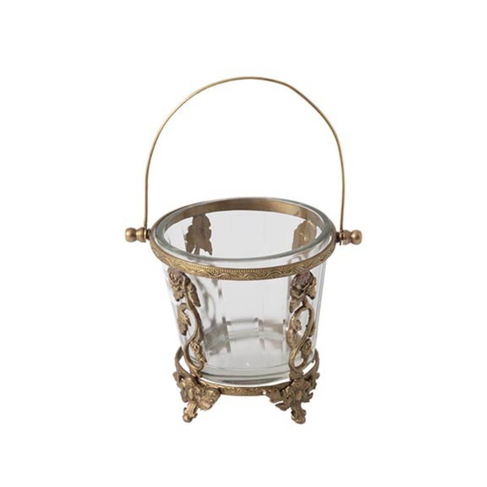 Qianly Recipiente Vidrio con Asa Práctico Tarro Vidrio Transparente Resistente para Decoradores, Estilo Francés, Decoración De Palacio De Versalles, con Grabado De Latón Importado Y Vidrio, Modelo A