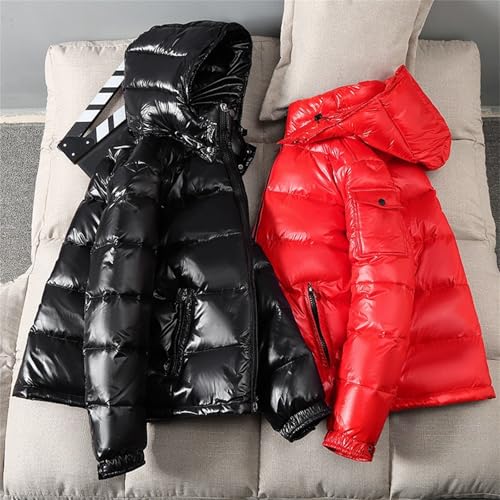 Chaqueta acolchada brillante para hombre con capucha abrigo de invierno impermeable 7