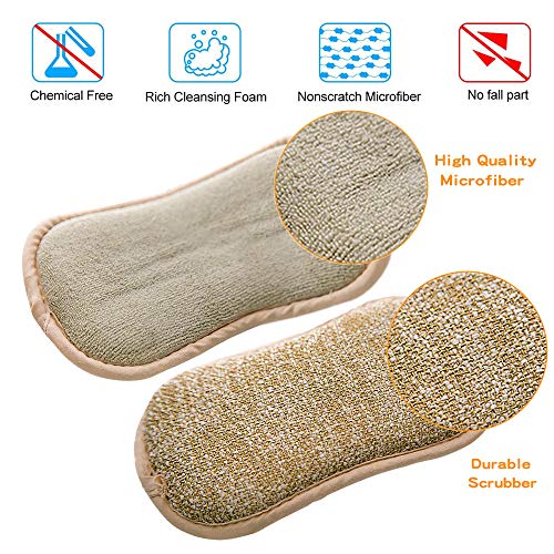 Dual Actie Microfiber Wassponzen, 5 STKS Antibacteriële Schuren Pads Niet krassen Herbruikbare Hygiëne Hero Spons met… - Image 4