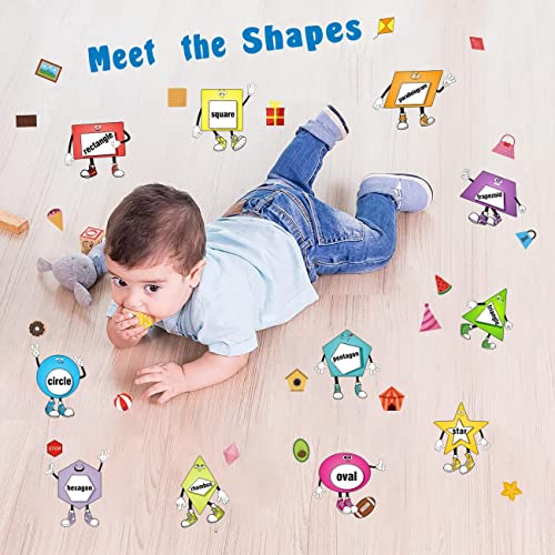 Iarttop Colorful Shapes Wall Stickers, Educational Learning Geometry Wall Decals, Removable Wall Stickers For Kids Bedroom Preschool Kids Playroom Nursery Wall Decor Toddler Classroom Decoration #TOP1