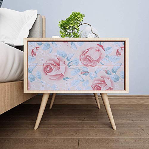 Papel Adhesivo para Muebles Flores Rosada 45cmX2m Papel Pintado Vinilo Pegatina Para Muebles Cocina Decorativa Autoadhesivo (Hojas azules)