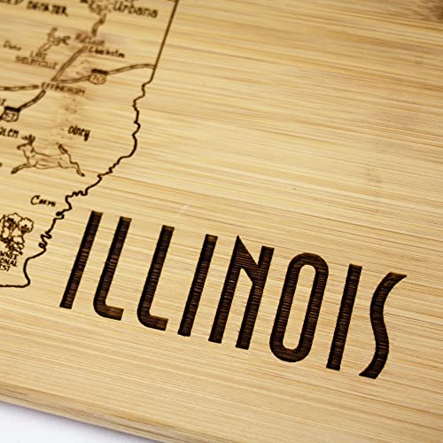 Image of Totally Bamboo A Slice of Life Illinois Engraved Map Cutting Board